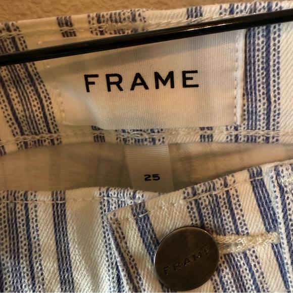New FRAME Le High Flare Surfer Stripe High Waist Jeans Dutch Blue Multi NWT 25 - Picture 9 of 16